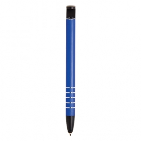 Bolígrafo touch de aluminio con soporte para teléfono, azul