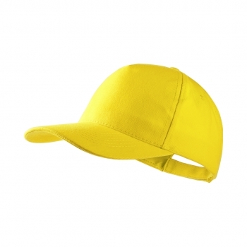 Gorra 5 paneles de algodón peinado con visera acolchada, ventilación bordada y cierre de velcro