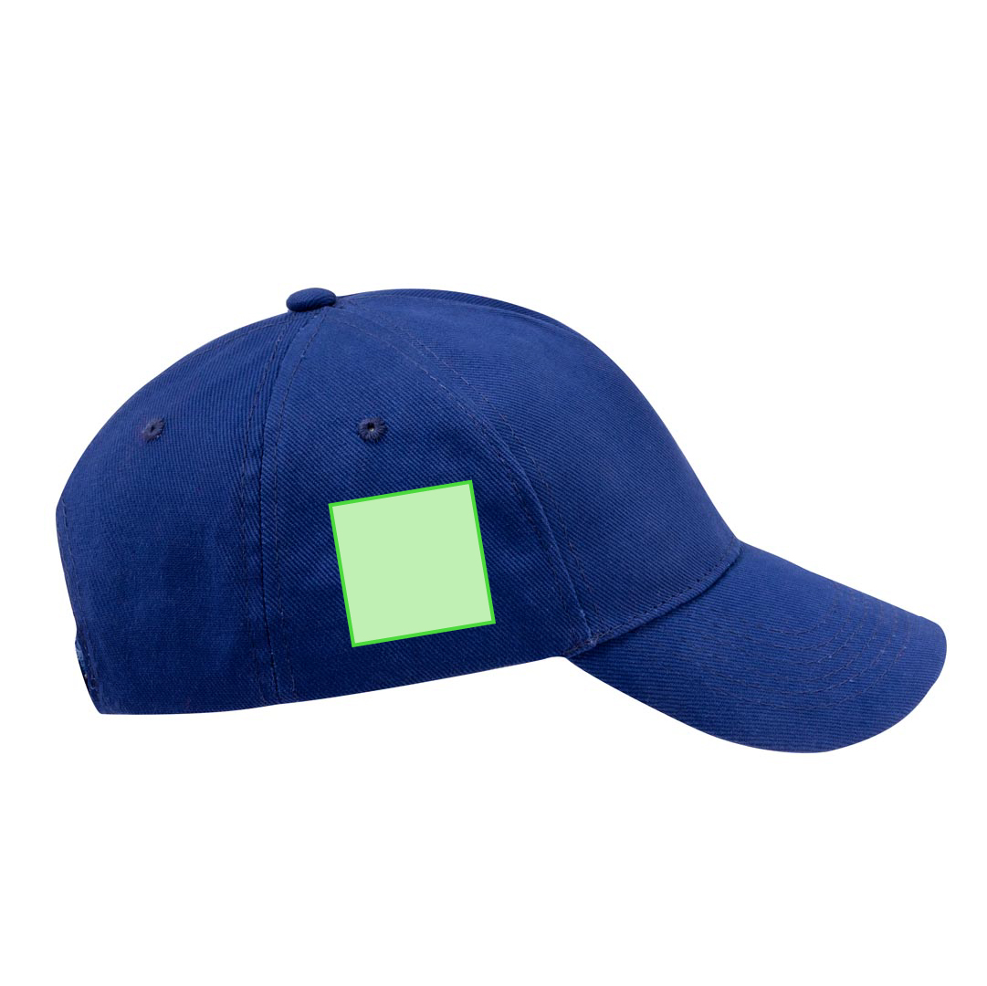 Gorra 5 paneles de algodón peinado con visera acolchada, ventilación bordada y cierre de velcro