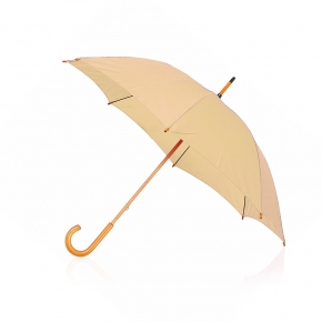 Paraguas con mango curvo de madera