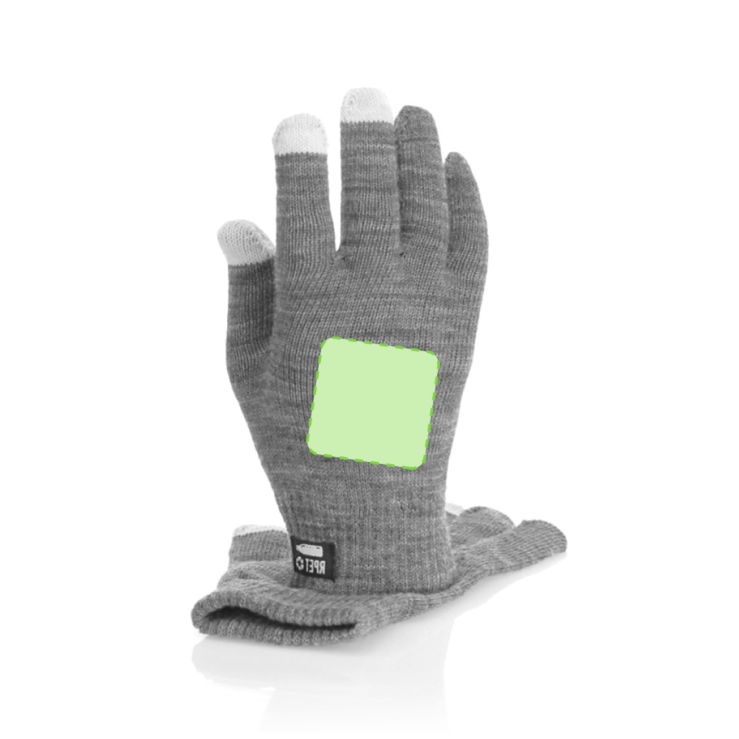 Par de guantes táctiles de línea nature en poliéster RPET con función táctil en tres dedos — talla única adulto