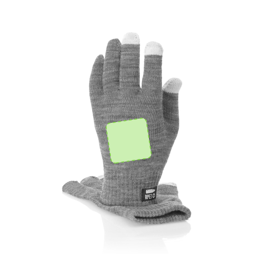 Par de guantes táctiles de línea nature en poliéster RPET con función táctil en tres dedos — talla única adulto