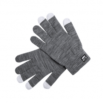 Par de guantes táctiles de línea nature en poliéster RPET con función táctil en tres dedos — talla única adulto