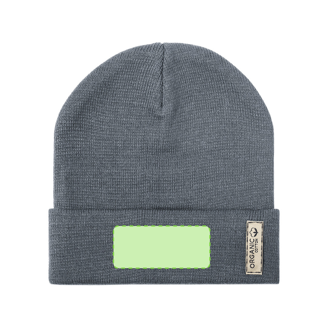 Gorro de algodón orgánico de 400 g/m² hipoalergénico — el único de algodón orgánico del catálogo, en bolsa reciclada