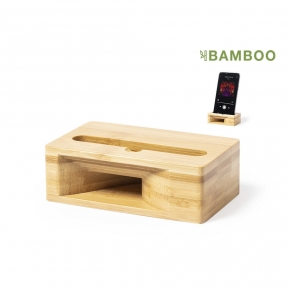 Amplificador de sonido y soporte para móvil de Bambú