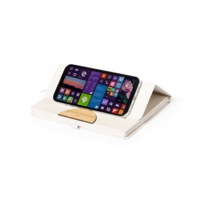 Libreta A5 de cartón reciclado y bambú con soporte para smartphone