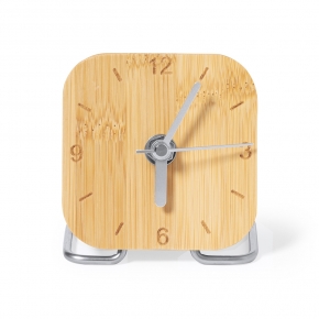 Reloj de escritorio en bambú y acero inox.