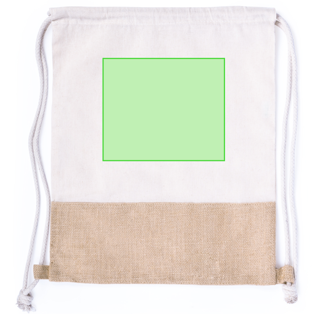 Mochila de cuerdas de yute con algodón 120 g/m², cuerdas trenzadas gruesas y esquinas reforzadas