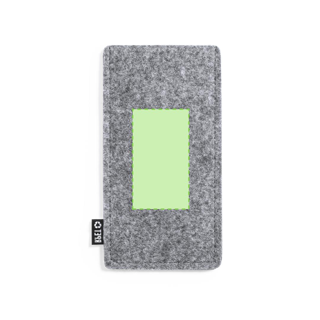 Funda para gafas de sol en fieltro RPET suave con acabado cosido y distintivo RPET en etiqueta exterior — 9,5x18 cm