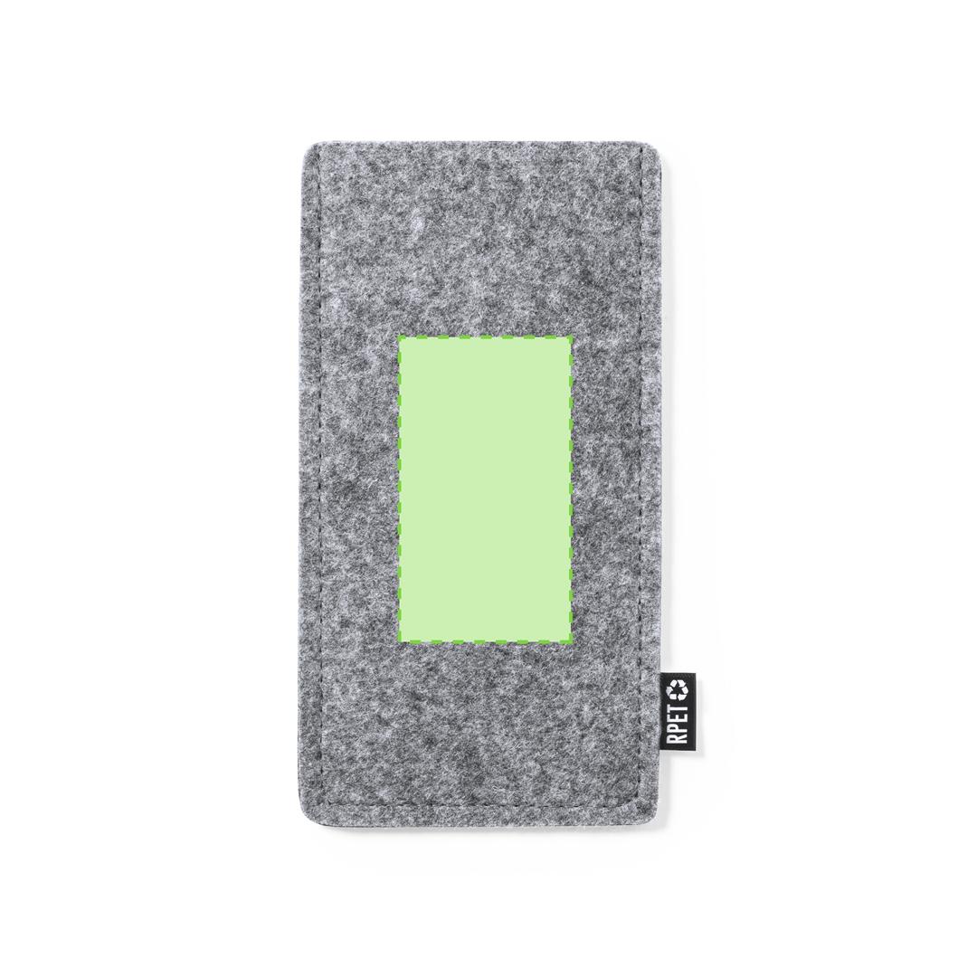 Funda para gafas de sol en fieltro RPET suave con acabado cosido y distintivo RPET en etiqueta exterior — 9,5x18 cm