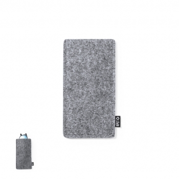 Funda para gafas de sol en fieltro RPET suave con acabado cosido y distintivo RPET en etiqueta exterior — 9,5x18 cm