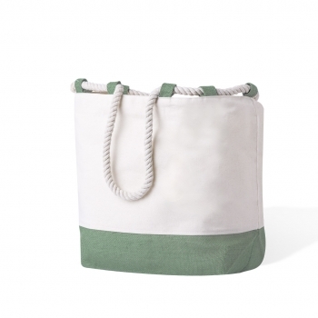 Bolsa de algodón de 280 g/m² con fuelle, asas largas de cuerda y capacidad hasta 10 kg — disponible en bicolor