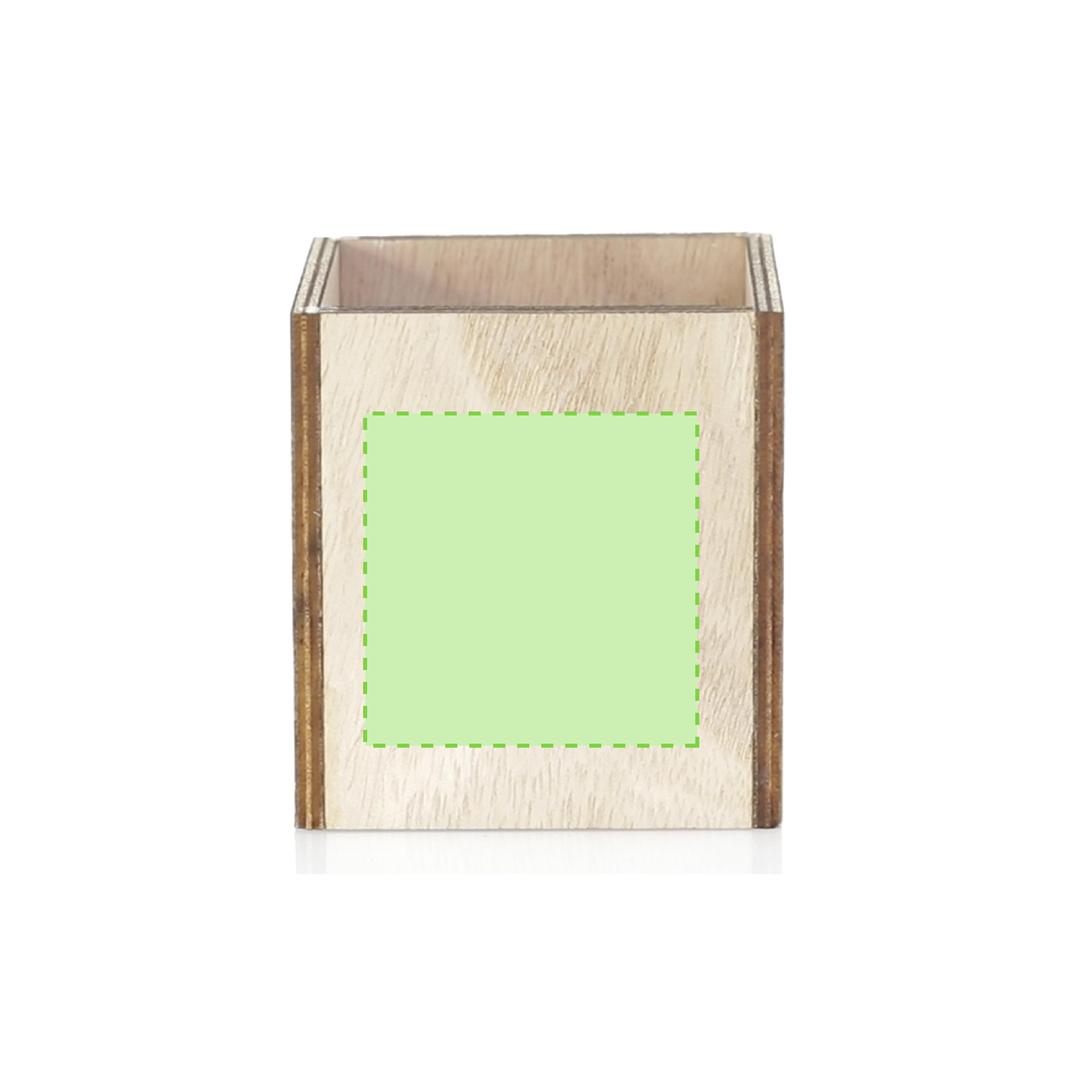 Vela aromática navideña Keylax nature — aroma vainilla, cristal con caja de madera troquelada, presentada en caja natural individual