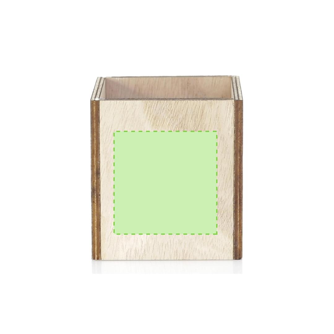 Vela aromática navideña Keylax nature — aroma vainilla, cristal con caja de madera troquelada, presentada en caja natural individual