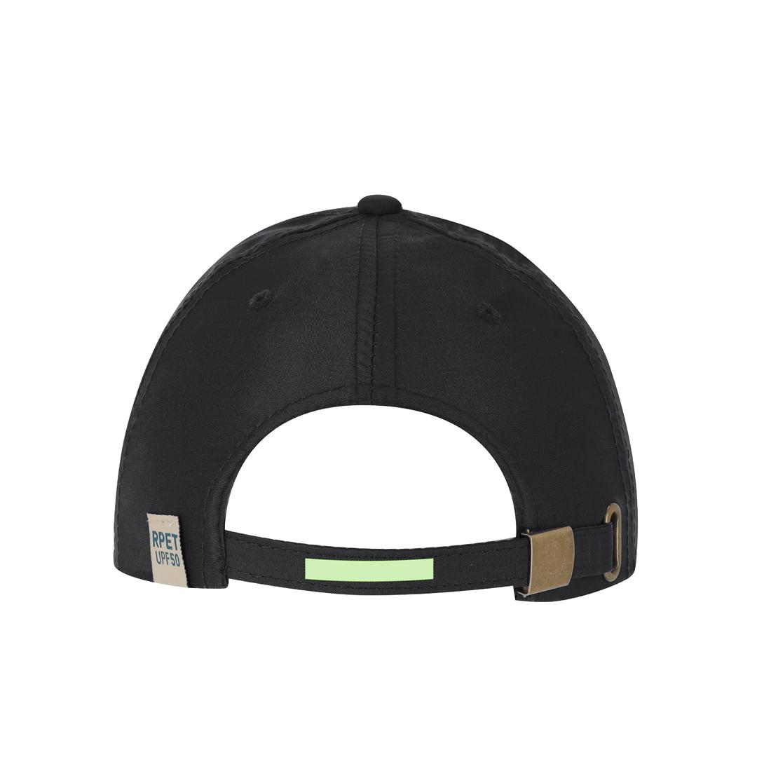 Gorra deportiva 5 paneles de poliéster RPET reciclado con protección UV50
