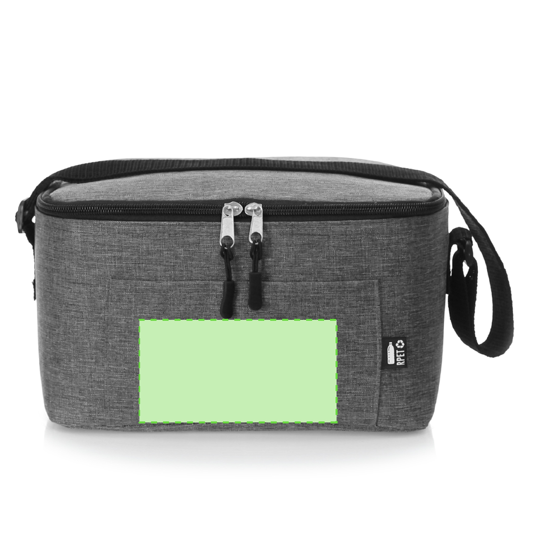 Nevera RPET 600D efecto melange con interior de aluminio, bolsillo exterior y bandolera — línea nature