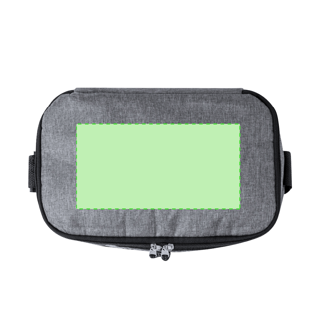 Nevera RPET 600D efecto melange con interior de aluminio, bolsillo exterior y bandolera — línea nature