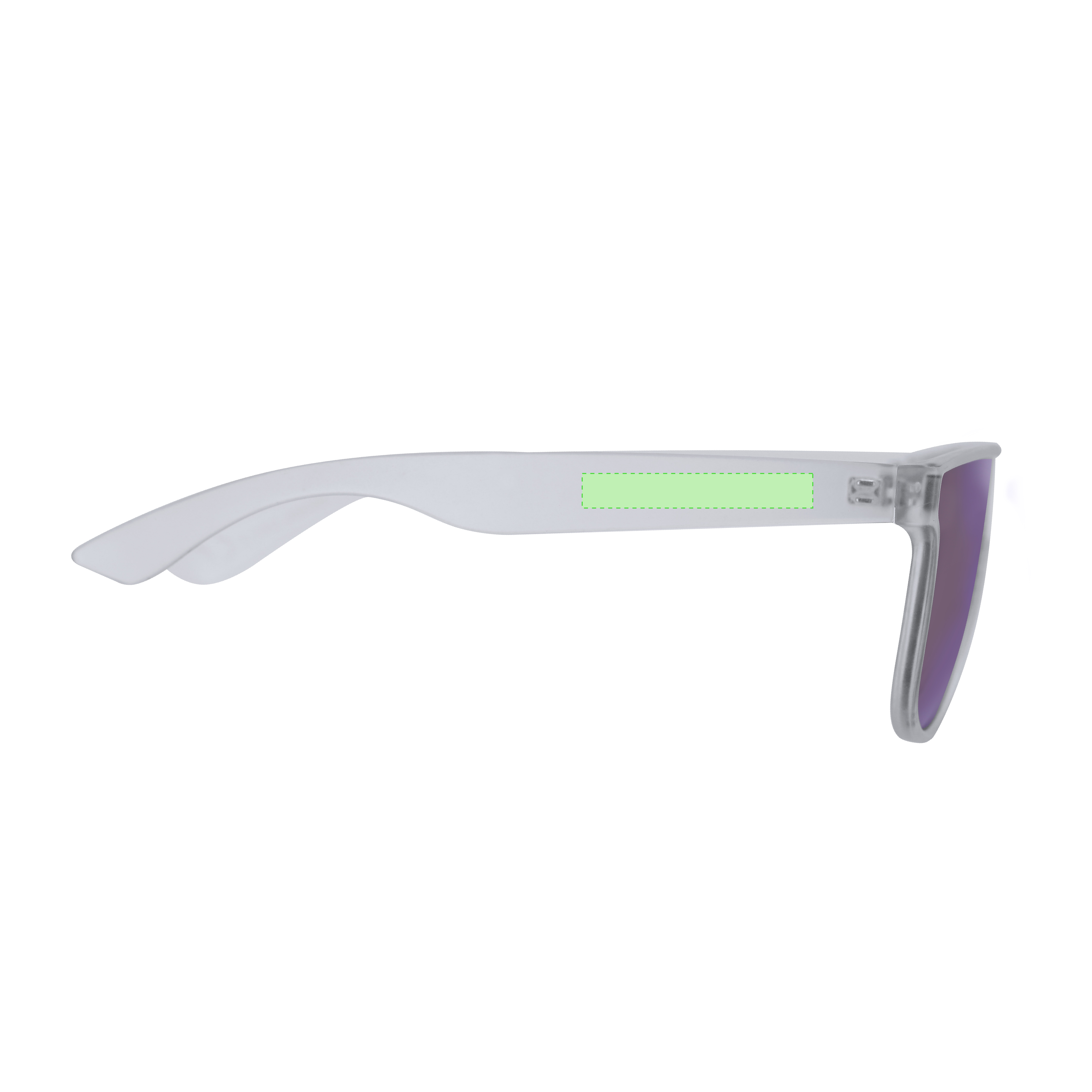 Gafas de sol UV400 con montura de diseño translúcido y lentes en azul efecto espejo