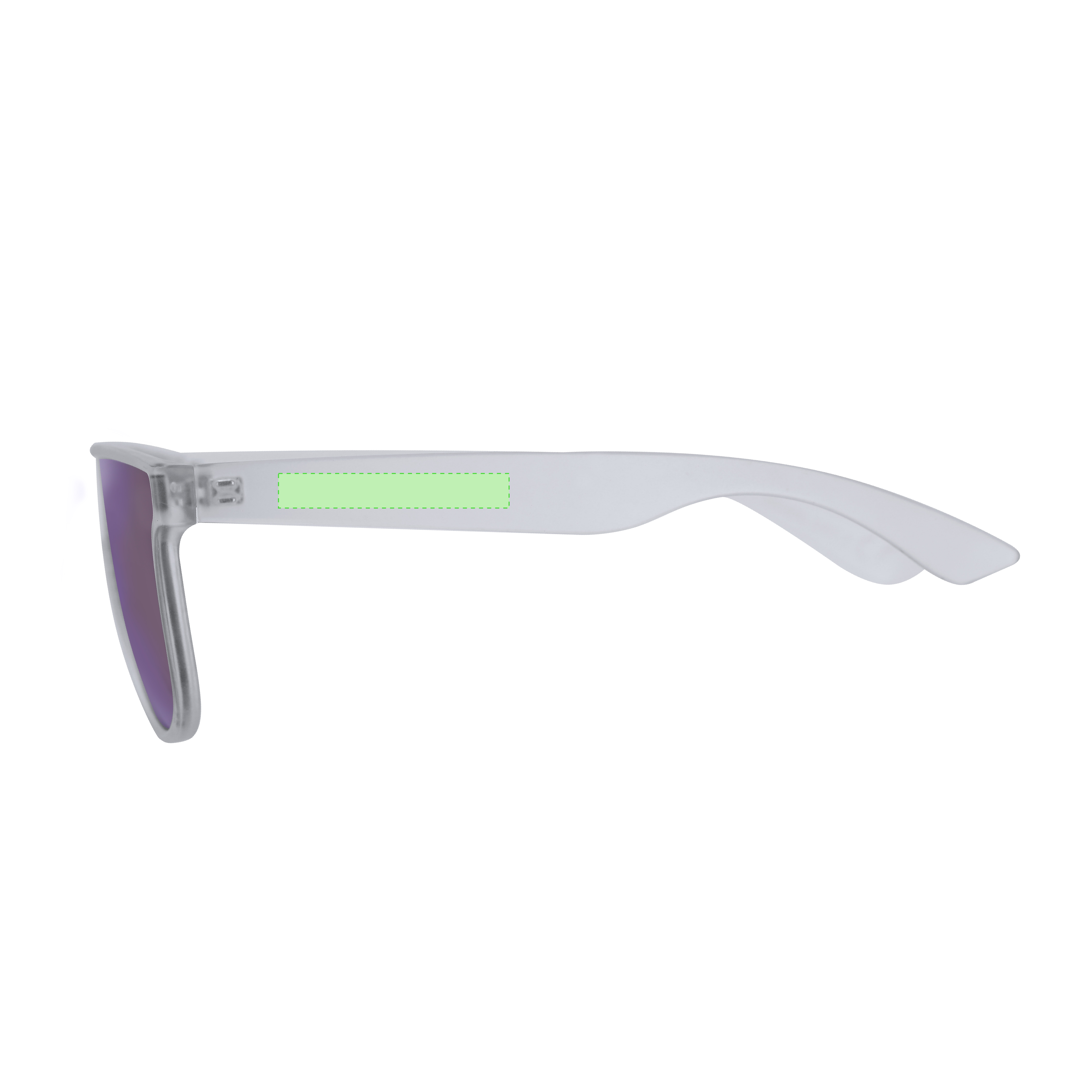 Gafas de sol UV400 con montura de diseño translúcido y lentes en azul efecto espejo