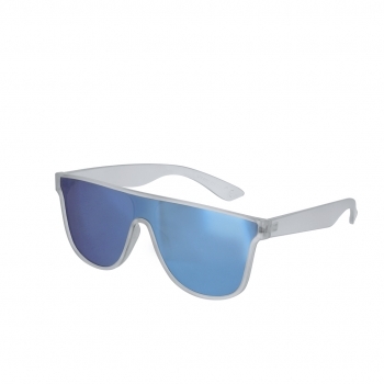 Gafas de sol UV400 con montura de diseño translúcido y lentes en azul efecto espejo