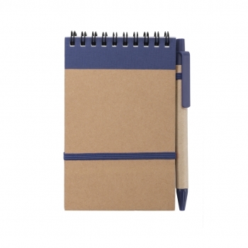 Libreta clásica de cartón reciclado rígida con 70 hojas y bolígrafo