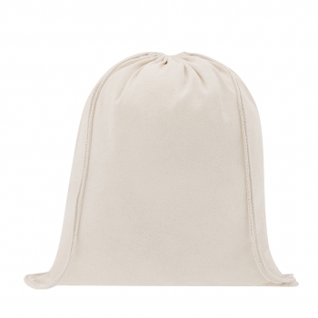 Mochila de cuerdas de algodón 100% 100 g/m² ultraligera en color natural con cordones de algodón