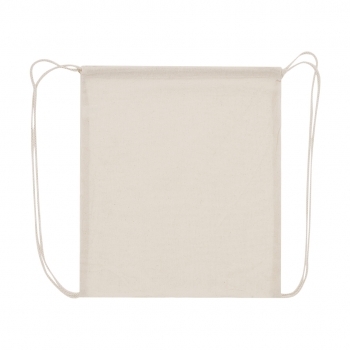 Mochila de cuerdas de algodón 100% 100 g/m² ultraligera en color natural con cordones de algodón