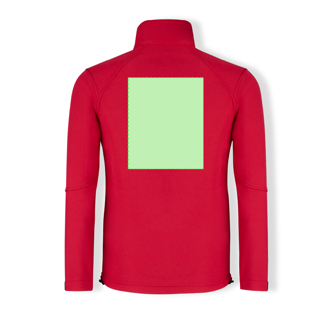 Chaqueta Molter adulto soft shell 2 capas — exterior soft shell 92% poliéster/8% elastano + interior micropolar 300 g/m², cuello elevado, bolsillo pecho