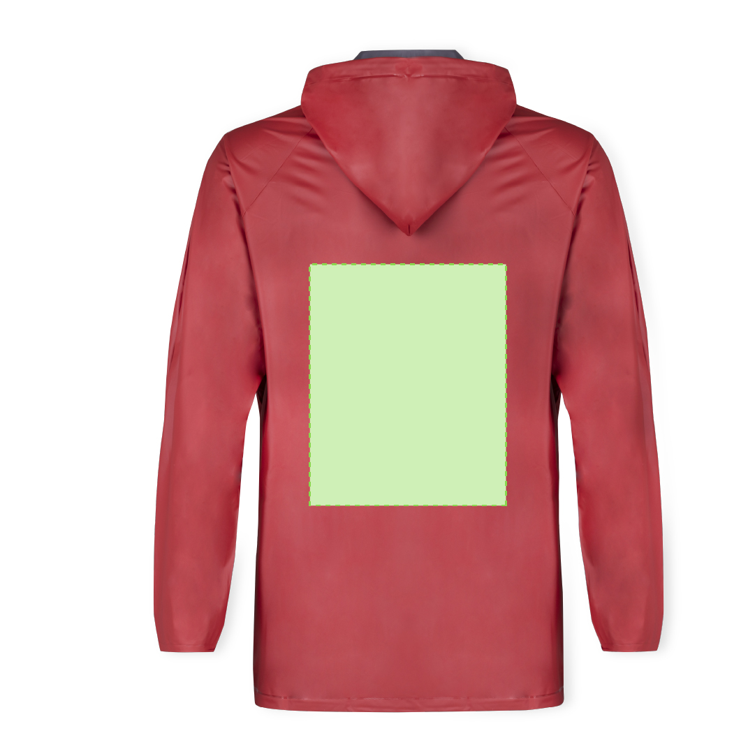 Impermeable de PVC termosellado con capucha, cordones de ajuste, cierres de corchete y bolsillos — en tallas M-L y XL-XXL