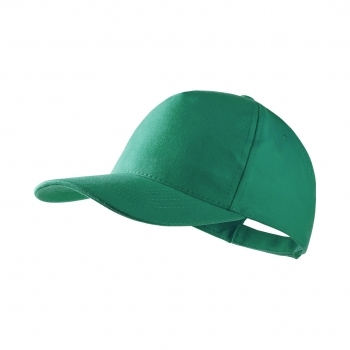 Gorra 5 paneles de algodón peinado con visera acolchada, ventilación bordada y cierre de velcro