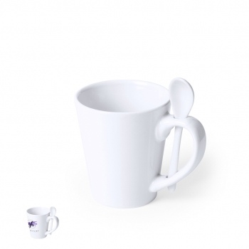 Taza sublimación cerámica con cucharilla integrada 350 ml