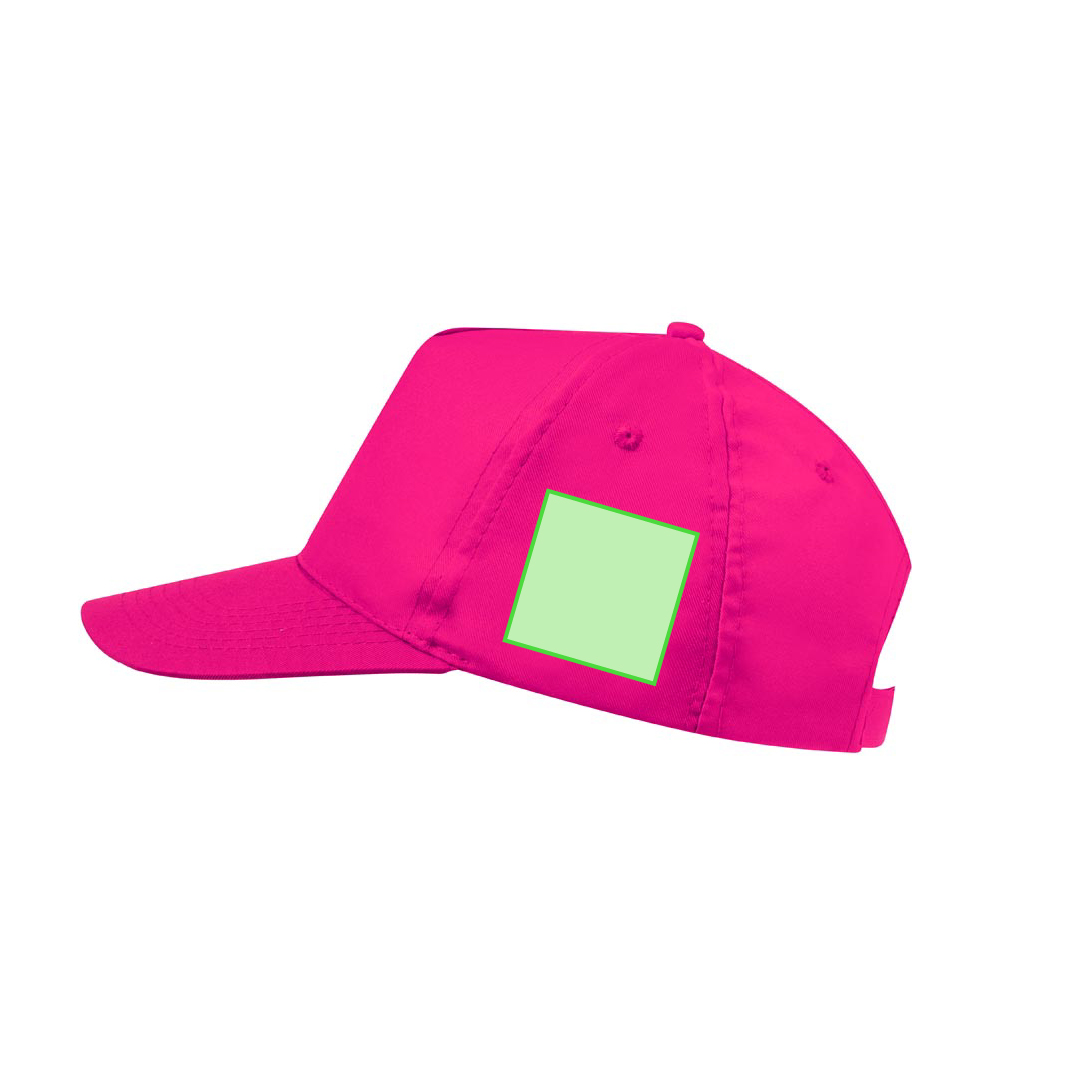 Gorra 5 paneles de microfibra y poliéster con orificios de ventilación bordados y cierre de velcro