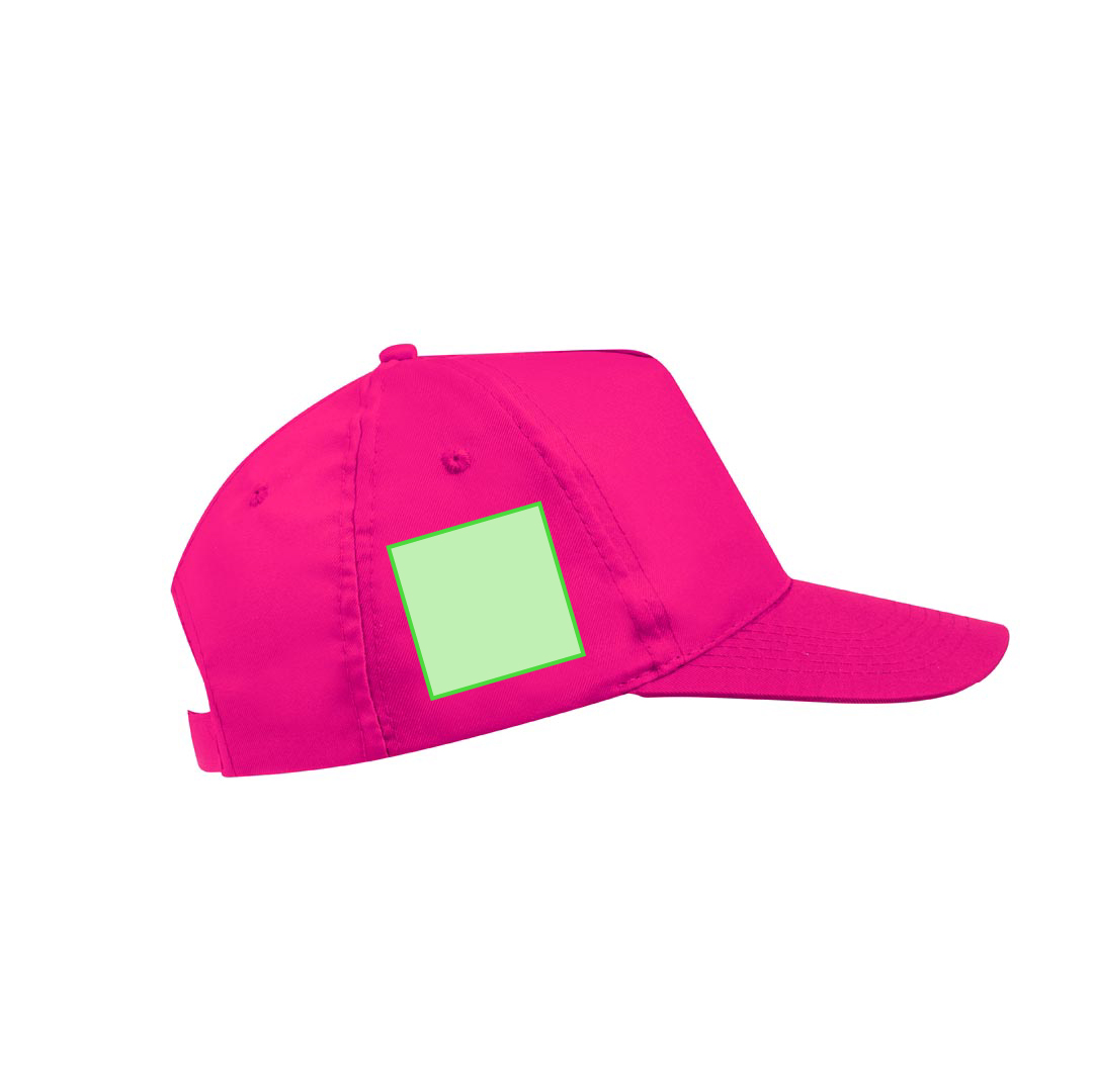 Gorra 5 paneles de microfibra y poliéster con orificios de ventilación bordados y cierre de velcro