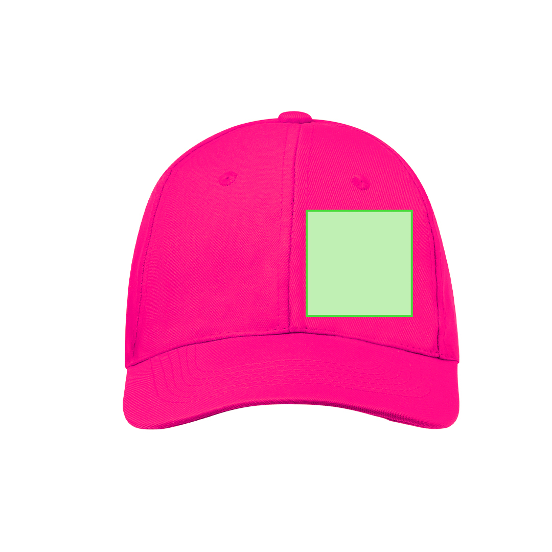 Gorra 6 paneles de microfibra y poliéster con orificios de ventilación bordados y cierre de velcro