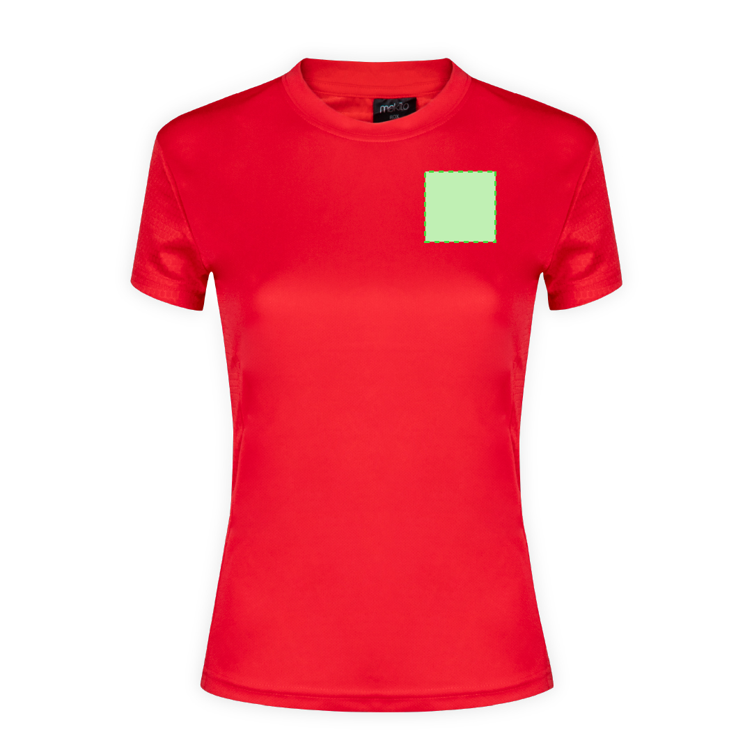 Camiseta técnica Tecnic Rox mujer — poliéster transpirable 135 g/m² con diseño de panal, colores vivos, tallas S-XL