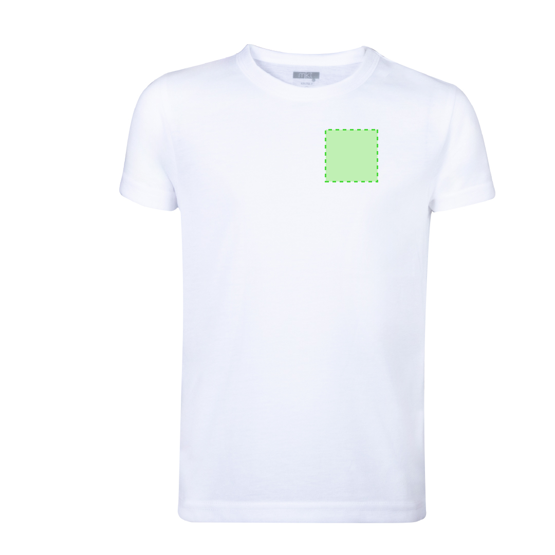 Camiseta Krusly niño — 100% poliéster transpirable 140 g/m² tacto algodón, diseñada para sublimación, tallas infantiles