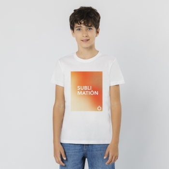 Camiseta Krusly niño — 100% poliéster transpirable 140 g/m² tacto algodón, diseñada para sublimación, tallas infantiles