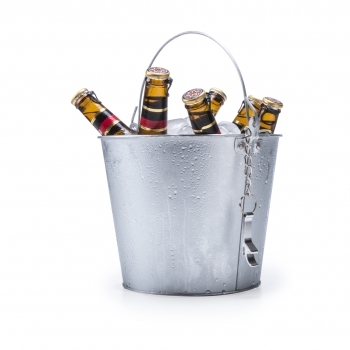 Cubo metálico de 6 L con asa y abridor de aluminio con cadena