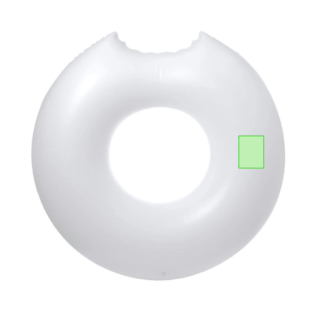 Colchoneta inflable maxi de PVC en forma de donut con bocado — plegado especial para impresión, Ø107 cm