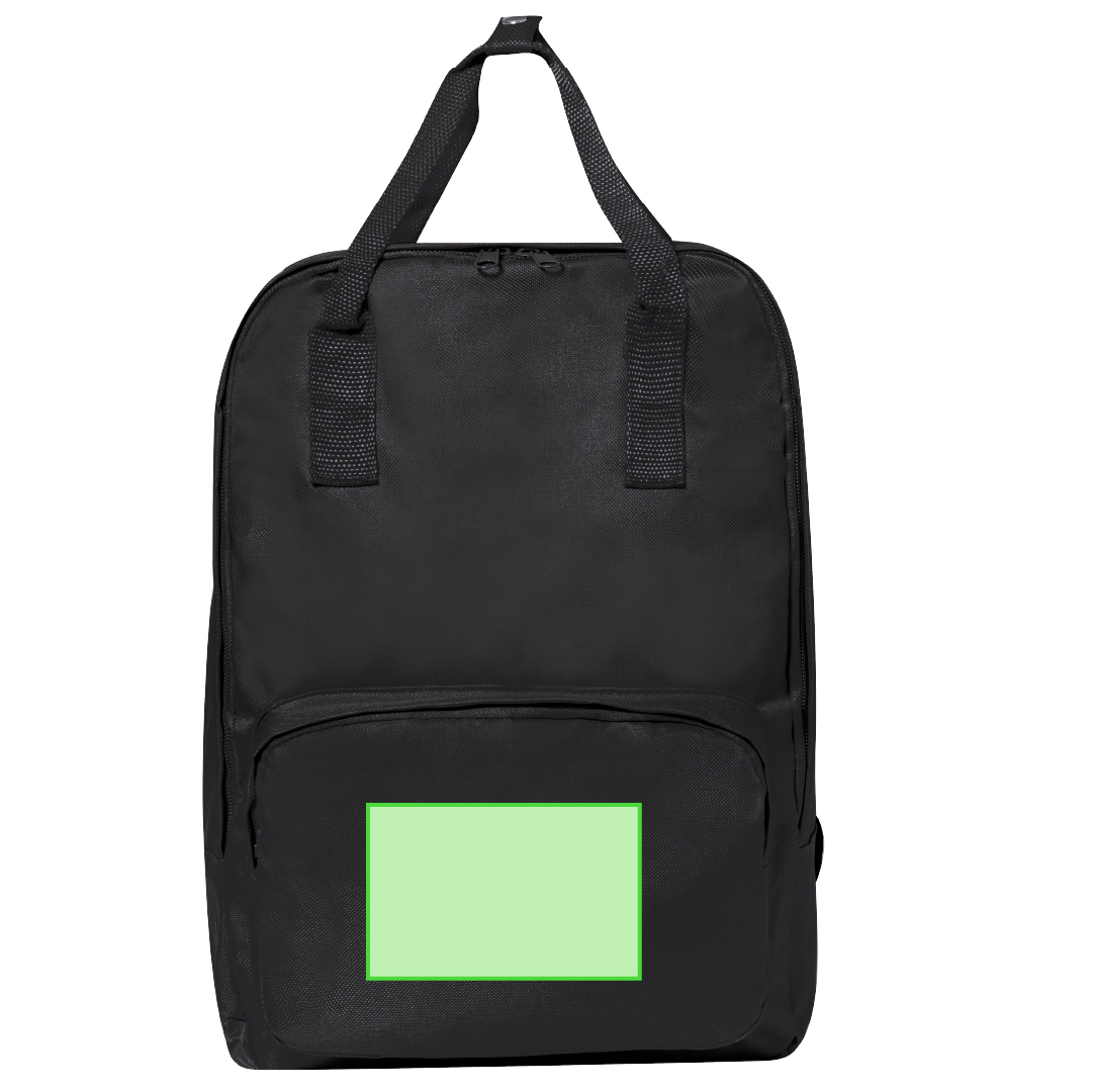 Mochila urbana casual de poliéster 600D con asas y cremallera a juego y bolsillo frontal