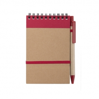 Libreta clásica de cartón reciclado rígida con 70 hojas y bolígrafo