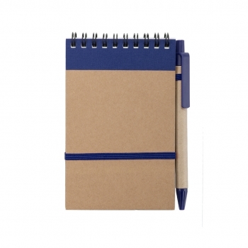 Libreta clásica de cartón reciclado rígida con 70 hojas y bolígrafo