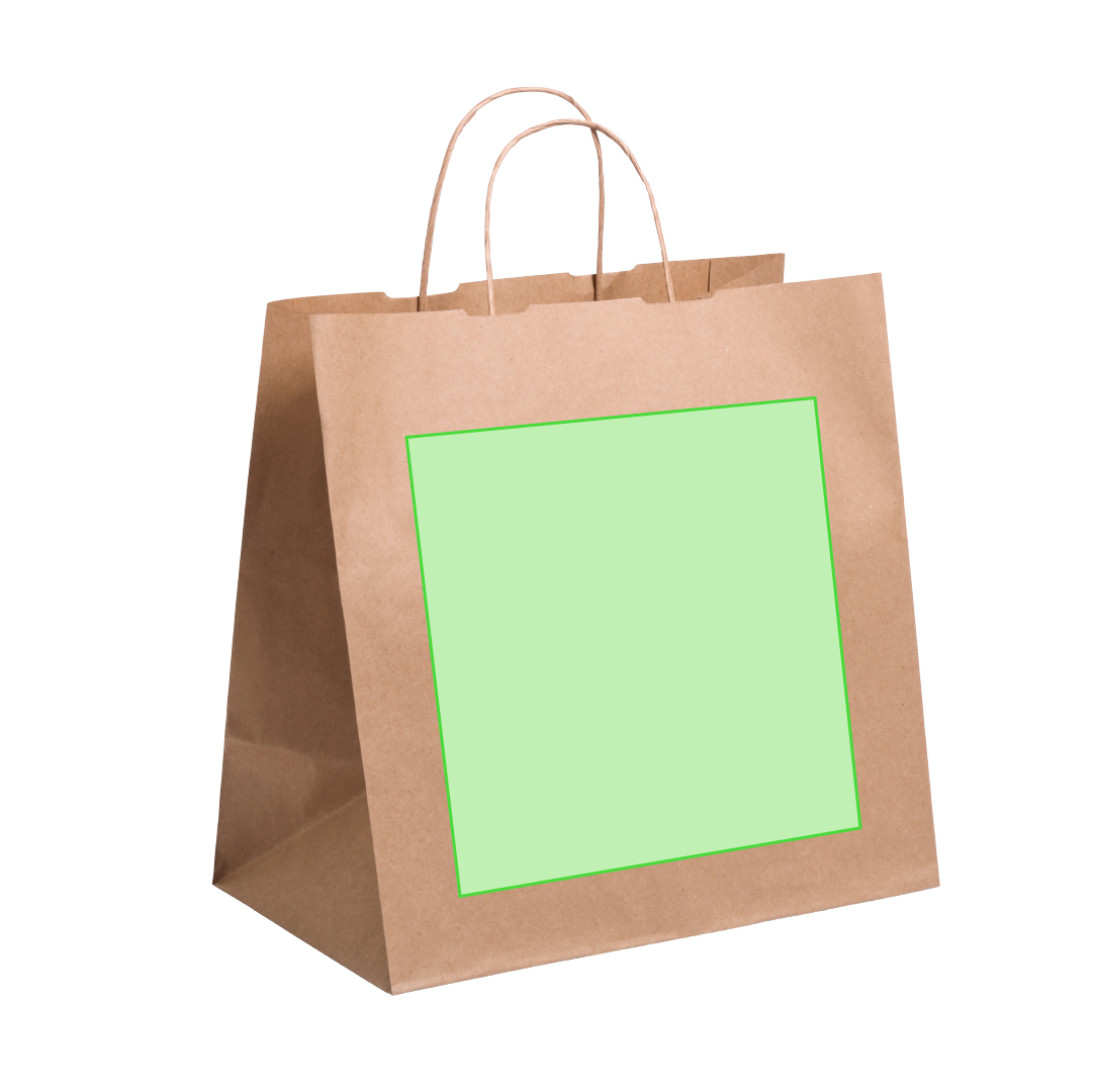 Bolsa de material mixto cuadrada 30×29 cm asas cortas