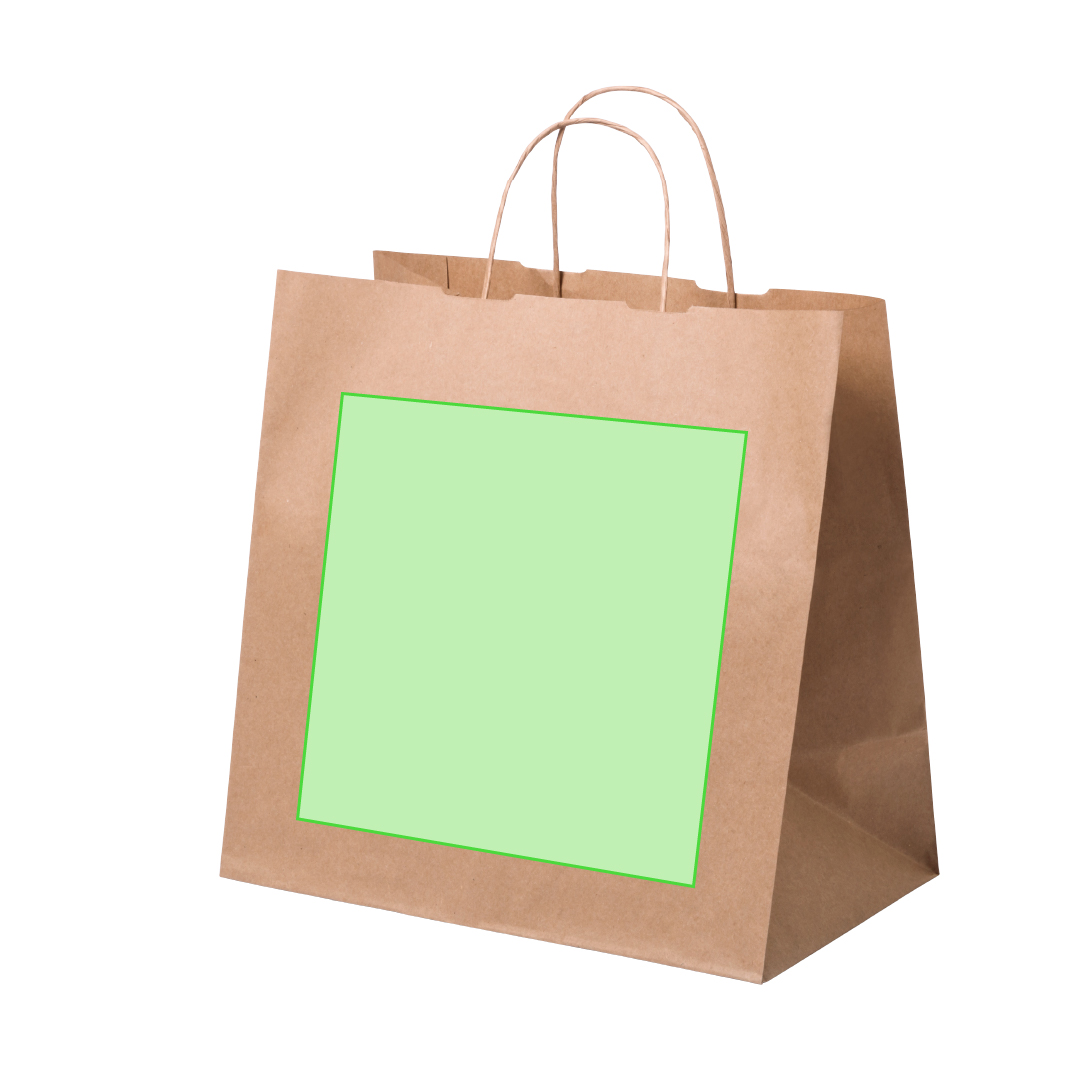 Bolsa de material mixto cuadrada 30×29 cm asas cortas