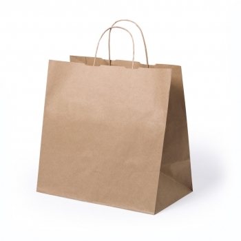 Bolsa de material mixto cuadrada 30×29 cm asas cortas