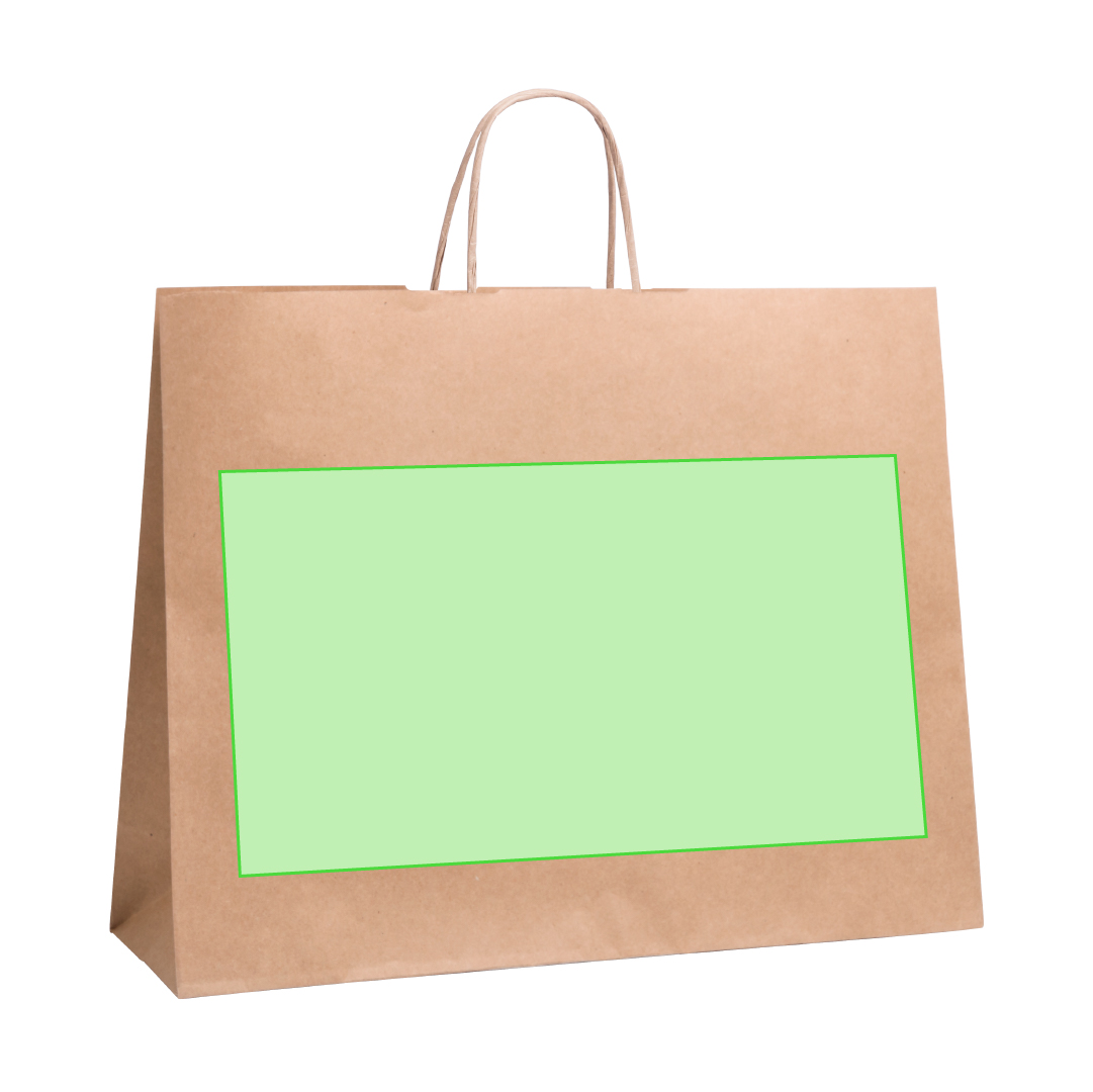 Bolsa de material mixto apaisada 41×32 cm asas cortas gran base