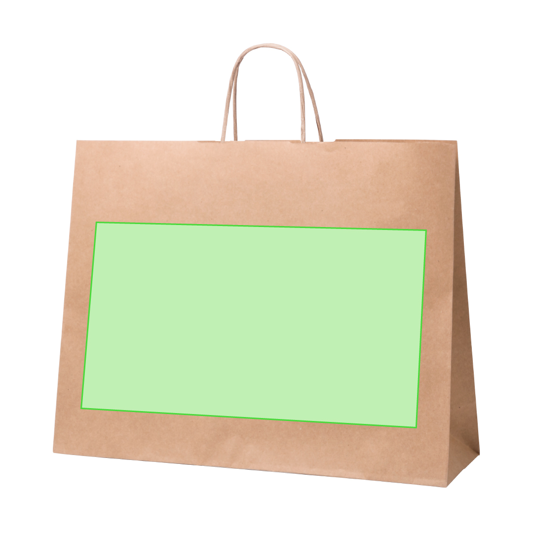 Bolsa de material mixto apaisada 41×32 cm asas cortas gran base