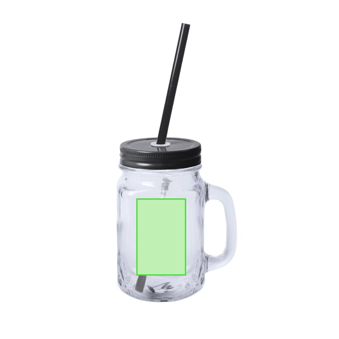 Tarro multiusos de cristal con tapa y pajita de 500ml