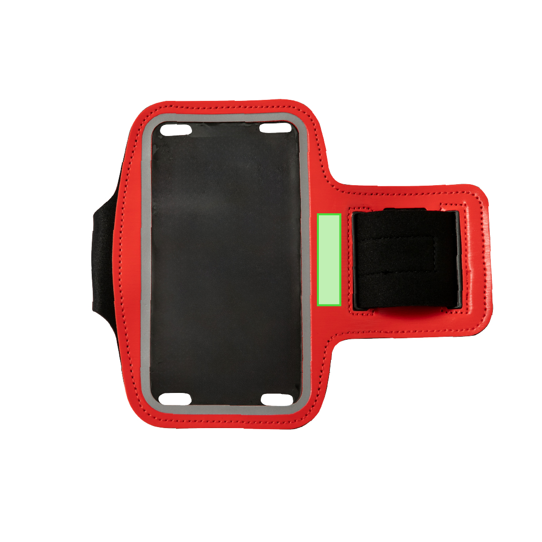 Brazalete de PU con bandas reflectantes con bolsillo compatible con pantalla táctil