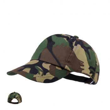 Gorra de camuflaje 5 paneles en algodón y poliéster con ventilación bordada y cierre de velcro